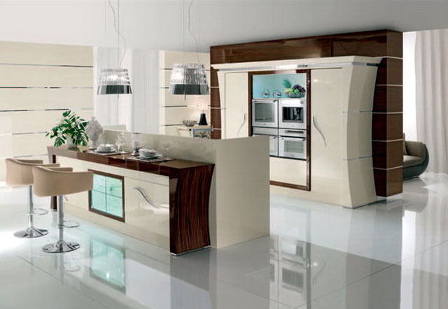 Белая кухня в стиле арт-деко