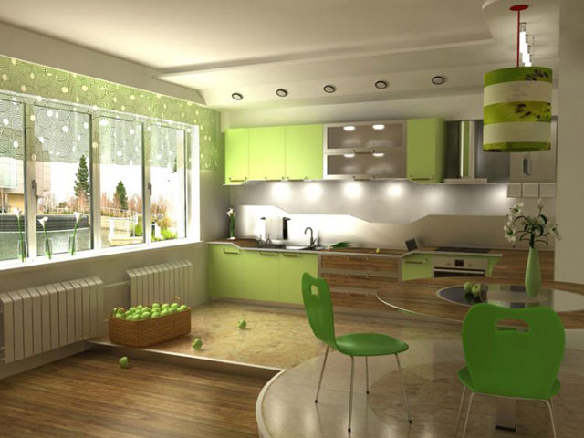 выбор цвета для кухни совмещенной с гостиной