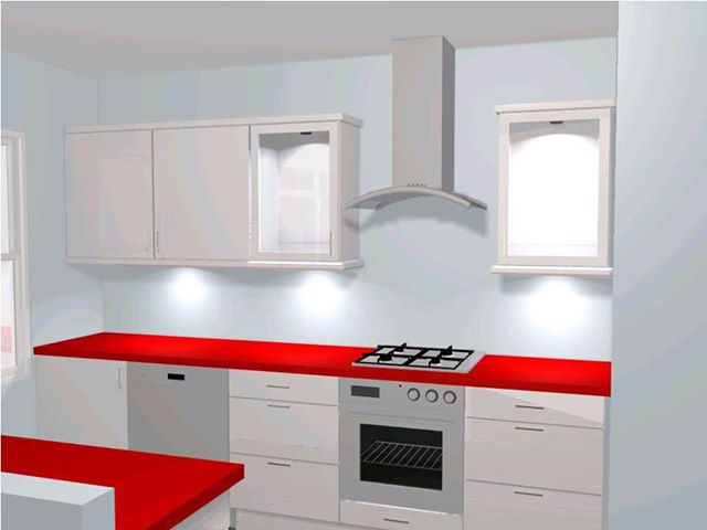 красно белая кухня фото
