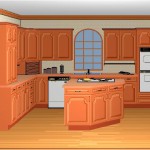 угловые оранжевые кухни фото