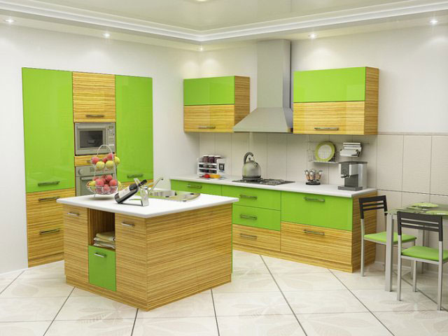 кухня оливкового цвета фото