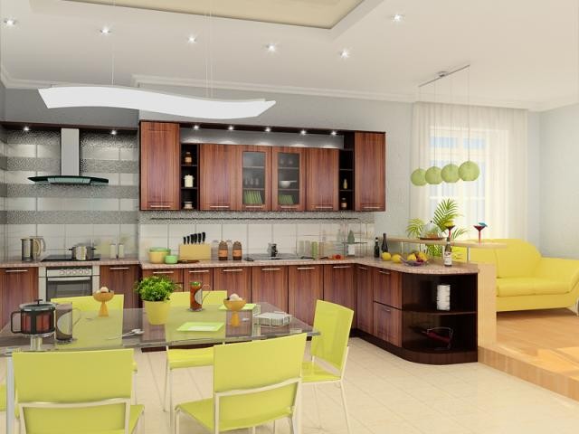 салатовый цвет в интерьере кухни